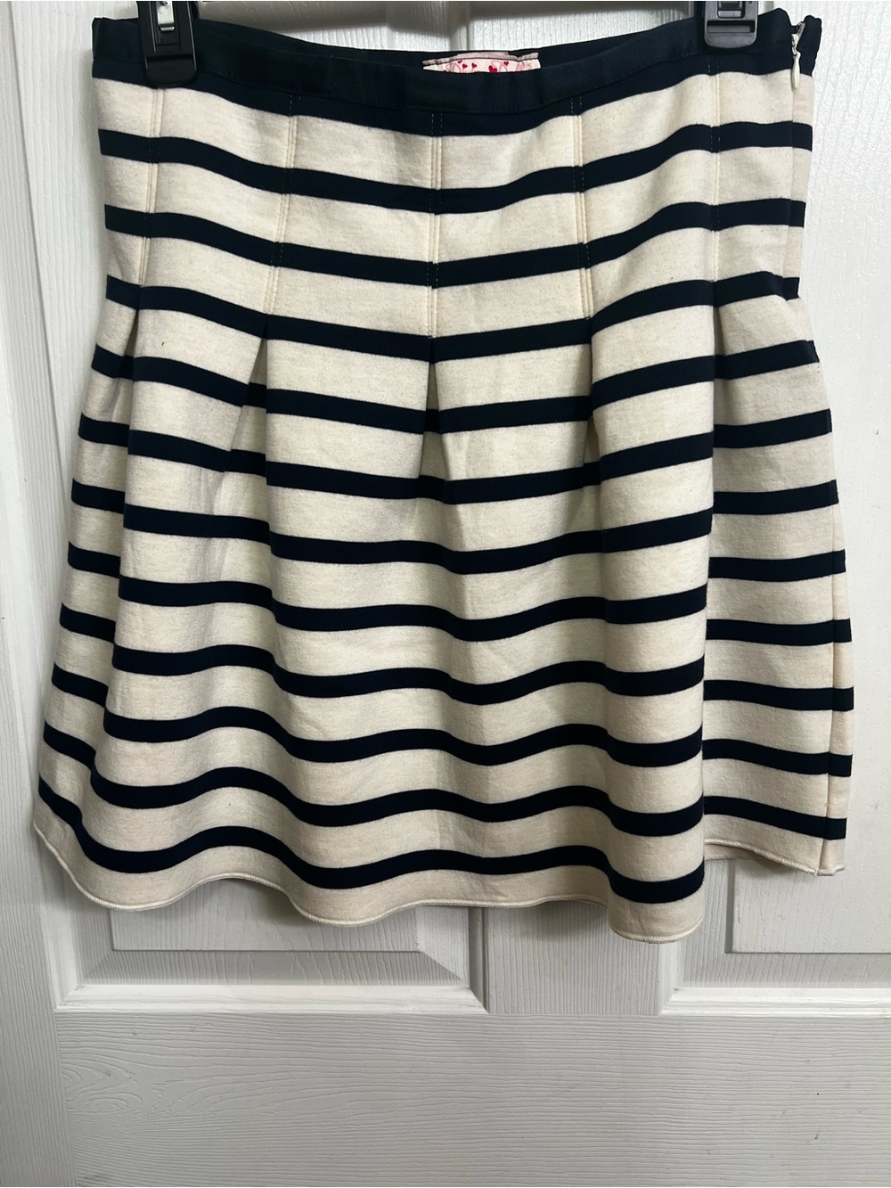 Striped Navy and Cream Skater Skirt